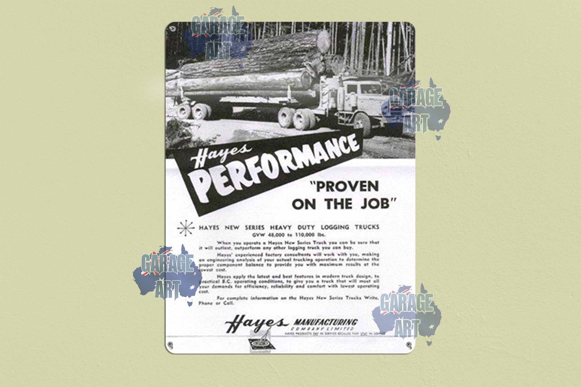 Hayes Performance Trucks Tin Sign freeshipping - garageartaustralia
