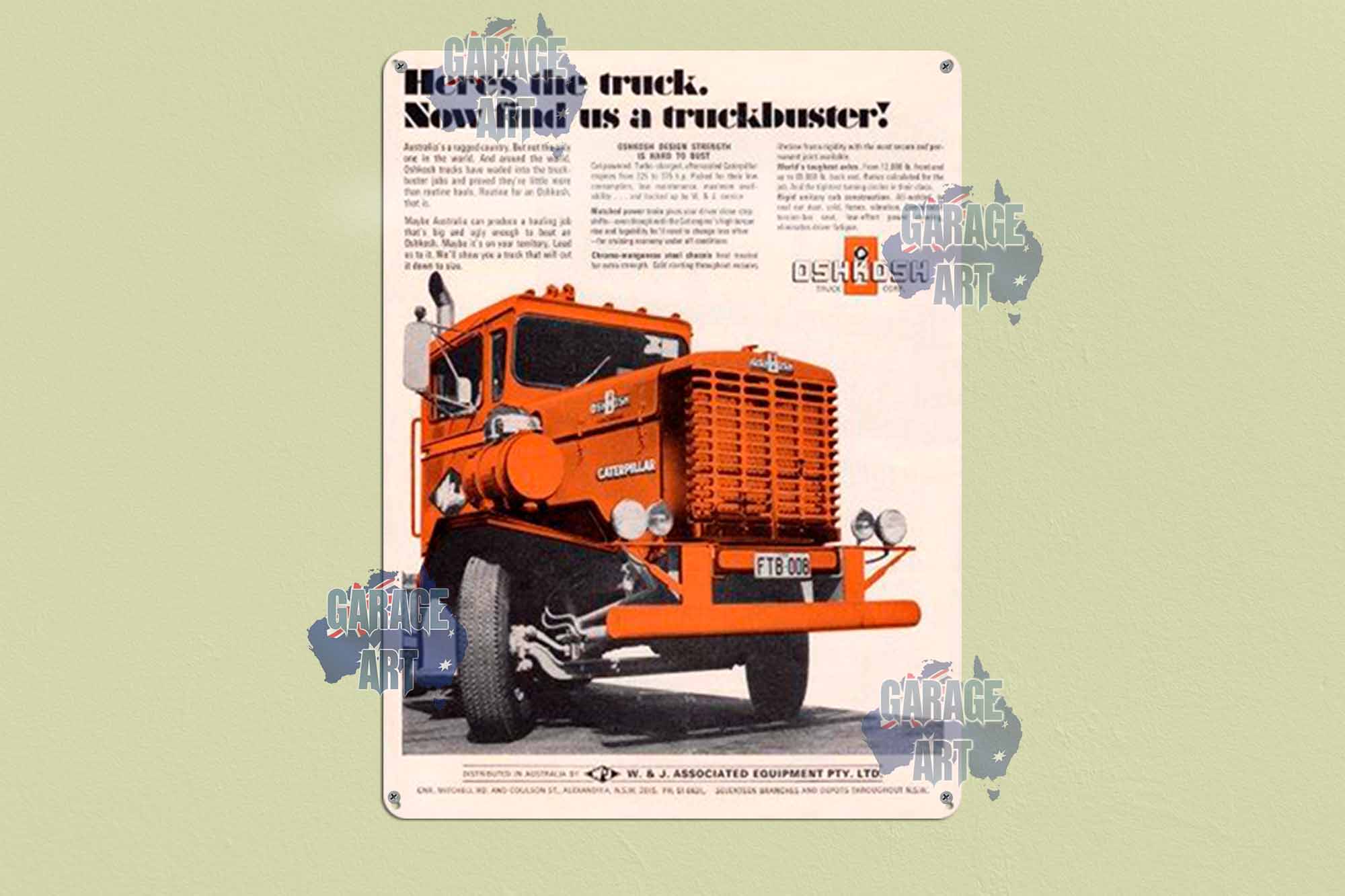 Oshkosh Trucks The Truck Buster Tin Sign freeshipping - garageartaustralia