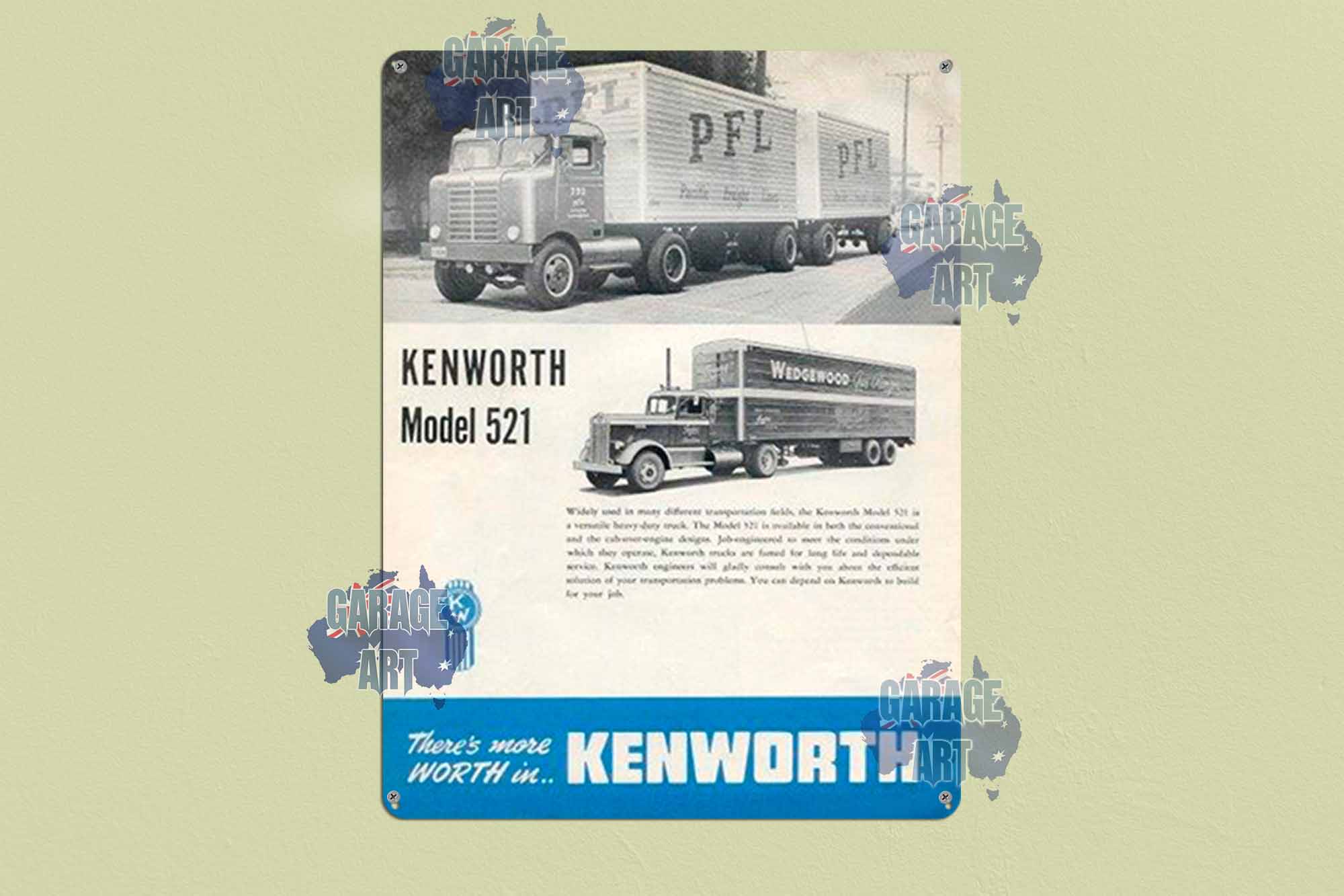 Kenworth Truck Model 521 Tin Sign freeshipping - garageartaustralia