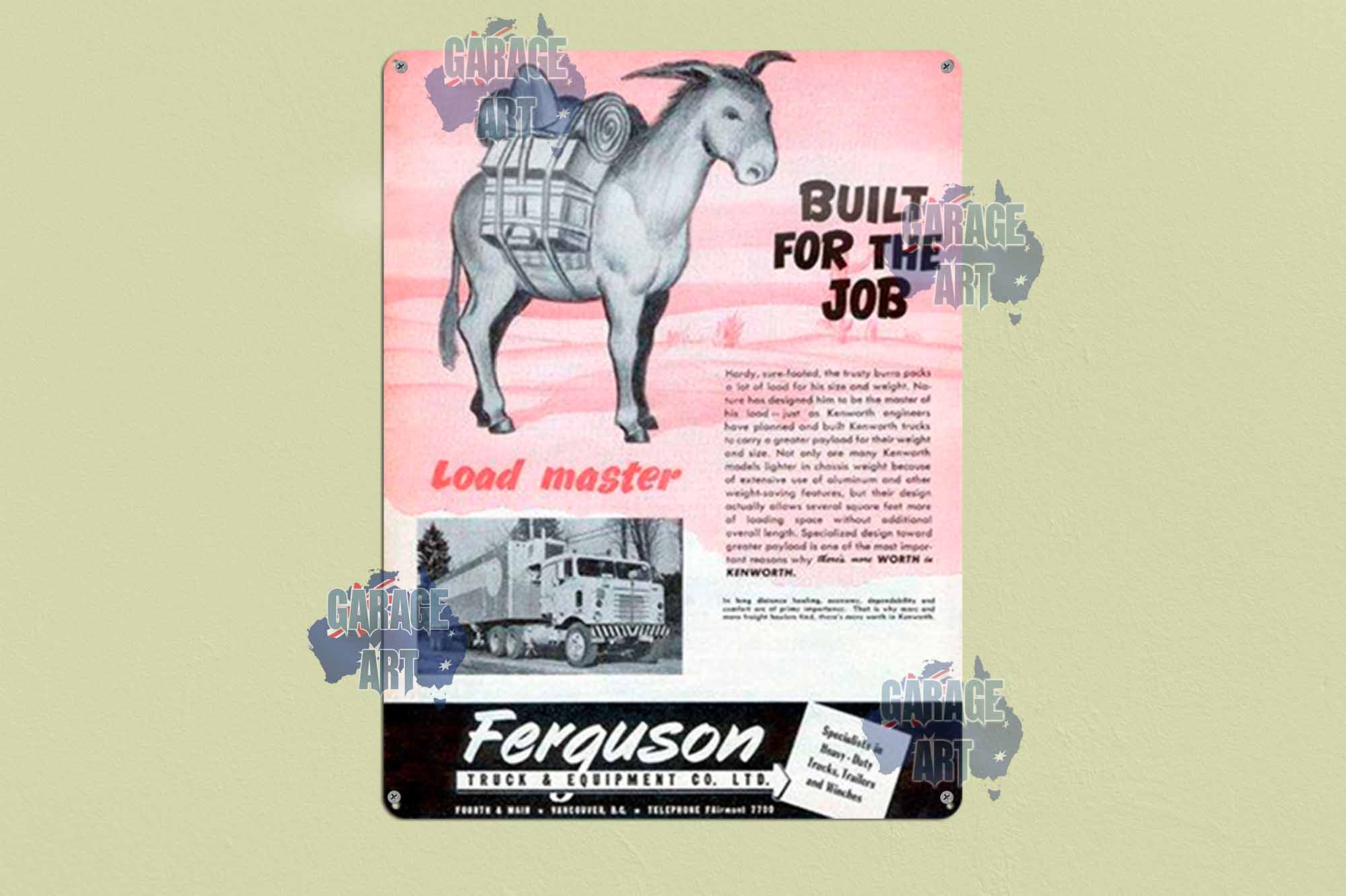 Kenworth Trucks and Ferguson Truck Equipment Tin Sign freeshipping - garageartaustralia