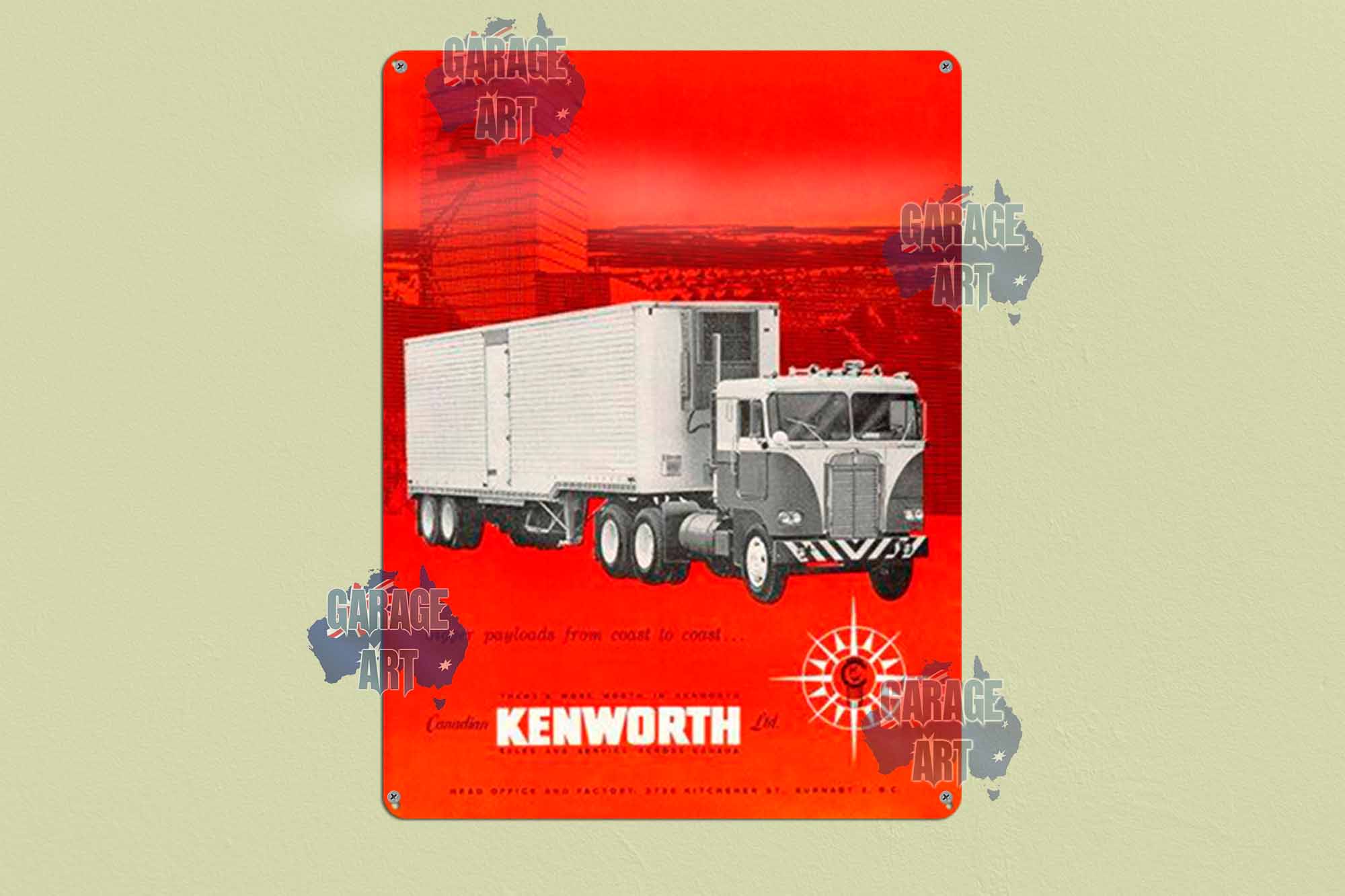 Kenworth Truck Bigger Payloads Tin Sign freeshipping - garageartaustralia