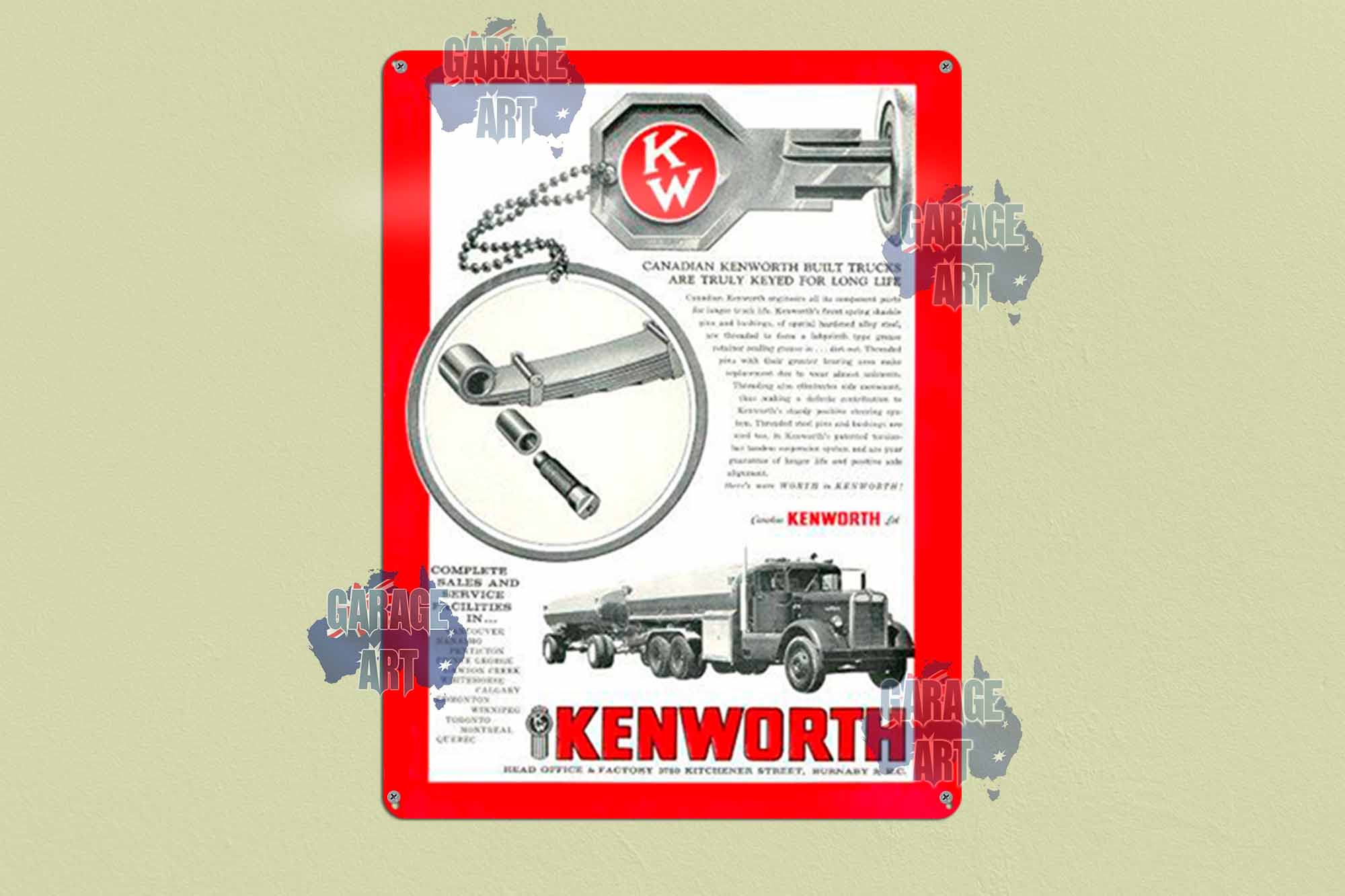 Kenworth Trucks keyed For Longlife Tin Sign freeshipping - garageartaustralia