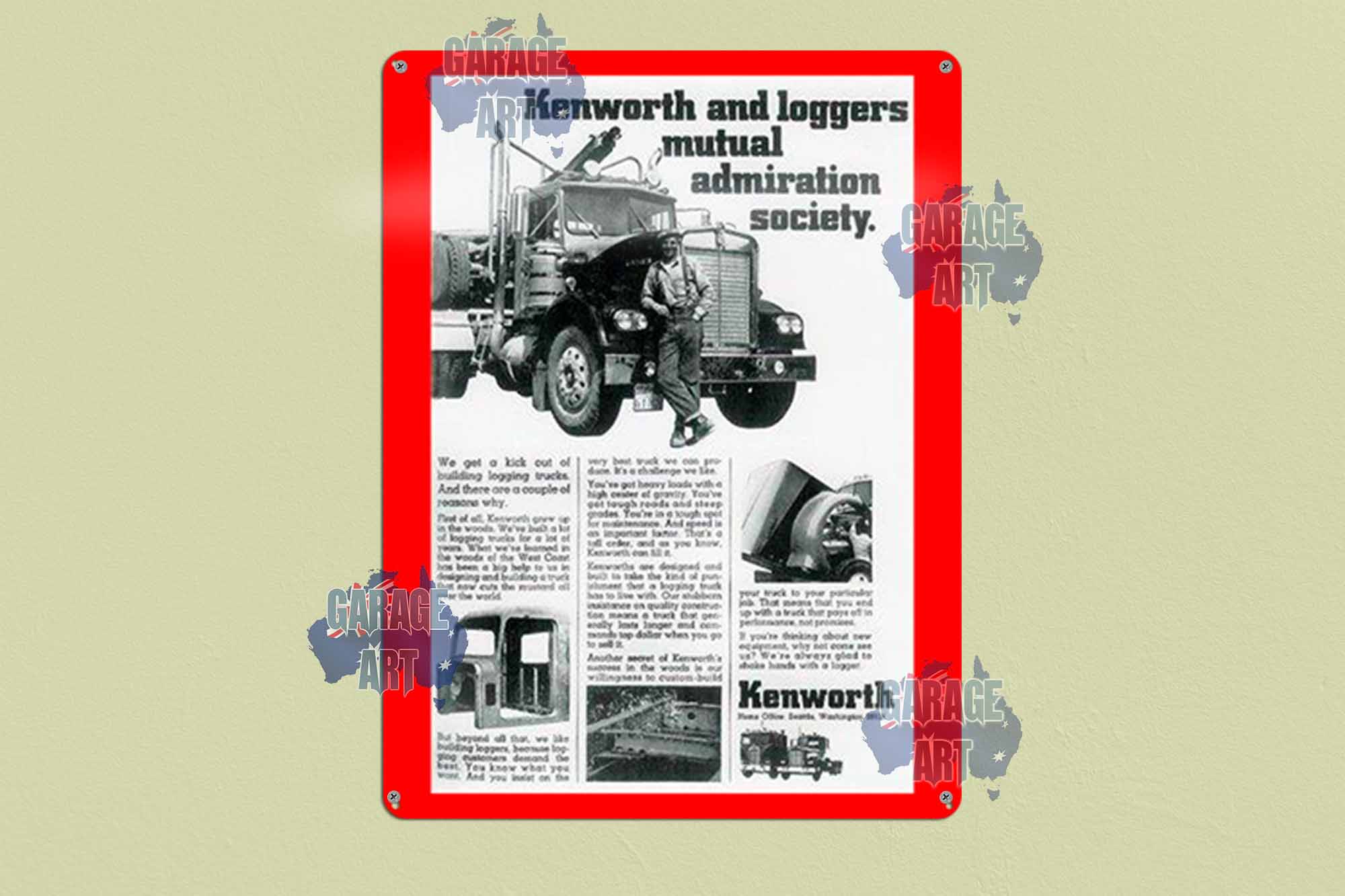 Kenworth Trucks Loggers Admiration Society Tin Sign freeshipping - garageartaustralia