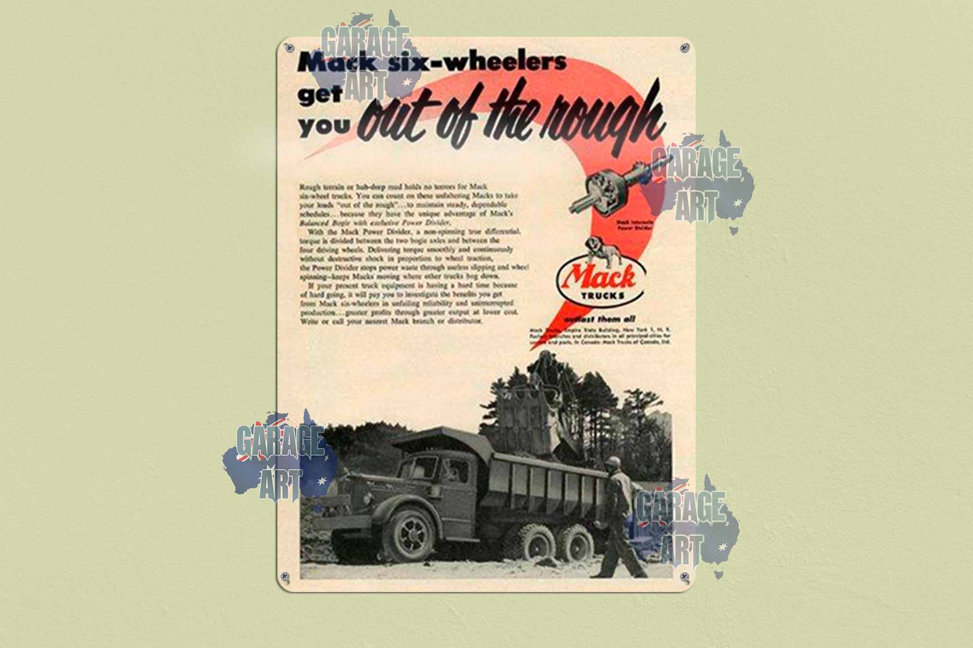 Mack 6 Wheeler Trucks Get You Out of The Rough Tin Sign freeshipping - garageartaustralia