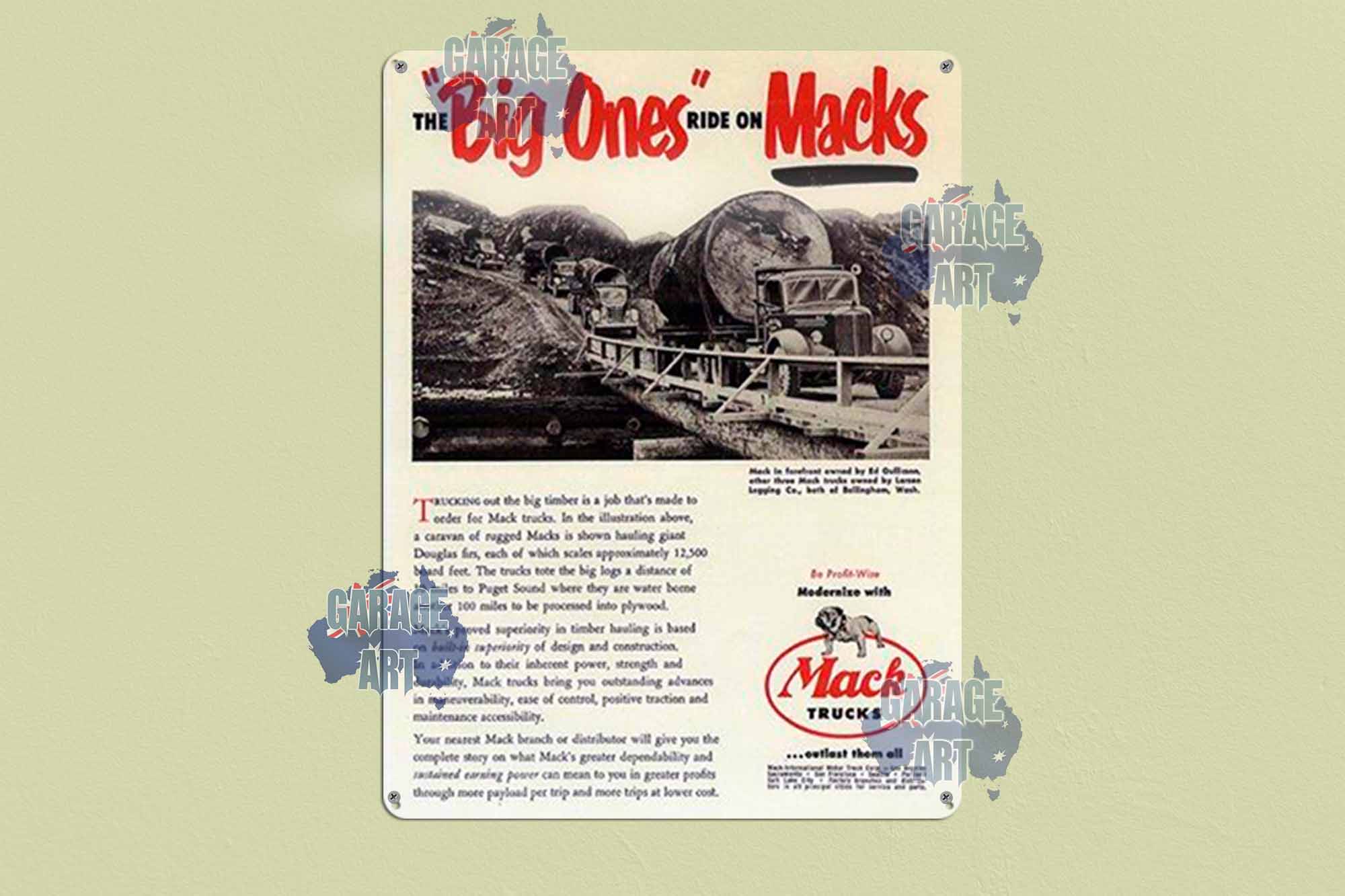 Mack Trucks Haul The Big Loads Tin Sign freeshipping - garageartaustralia