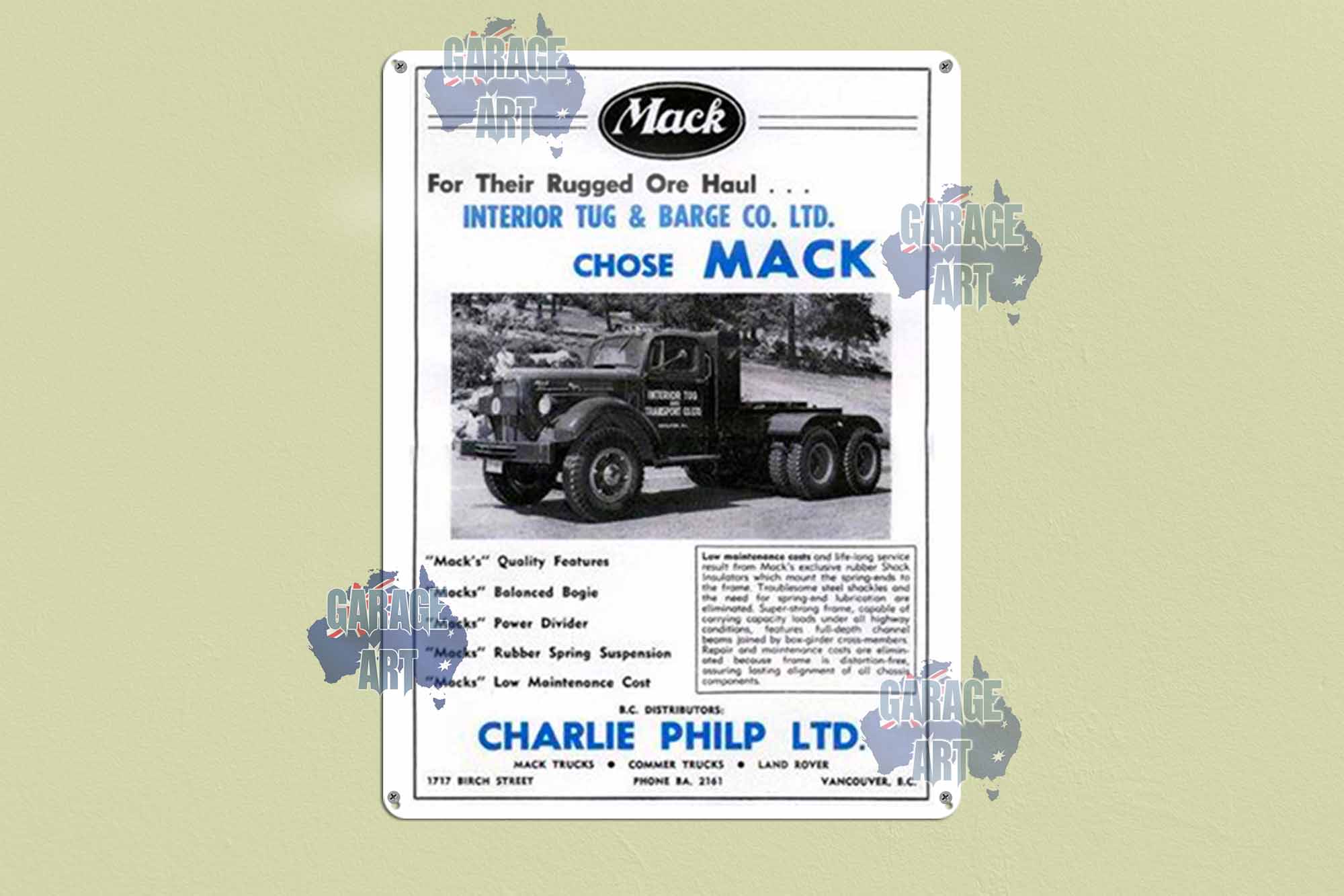 Mack Trucks for Rugged Ore Haul rugged Tin Sign freeshipping - garageartaustralia
