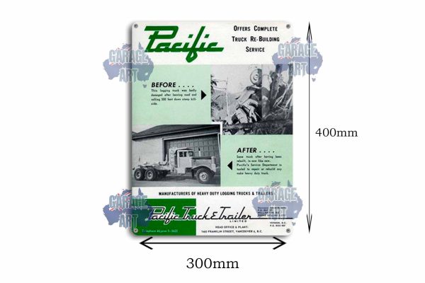 Pacific Truck and Trailer Tin Sign freeshipping - garageartaustralia