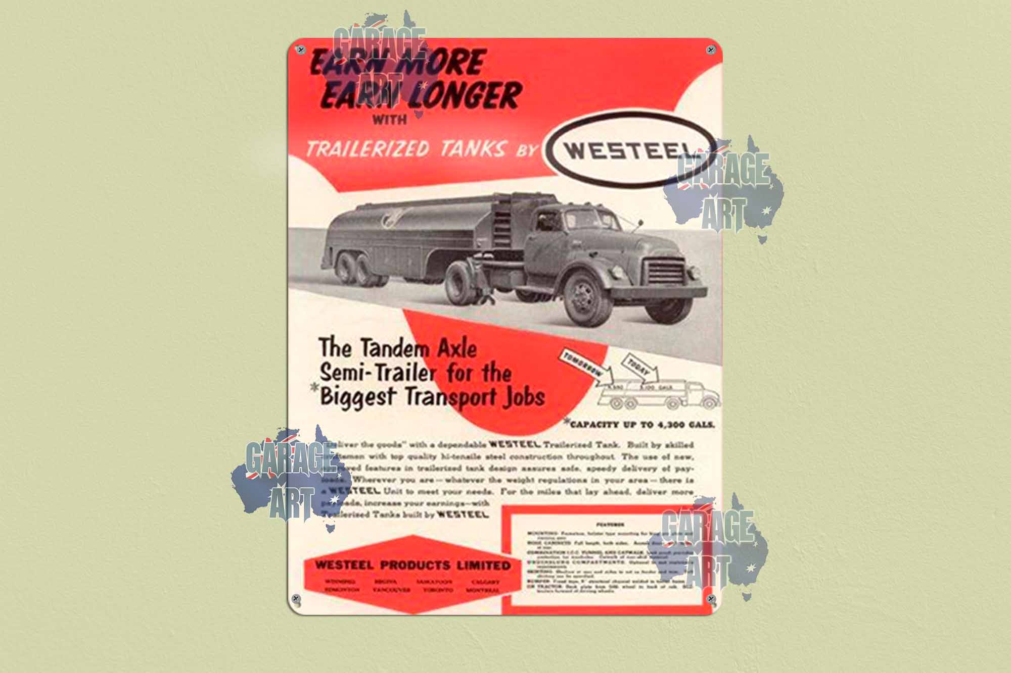 Westeel Truck Trailers Tin Sign freeshipping - garageartaustralia