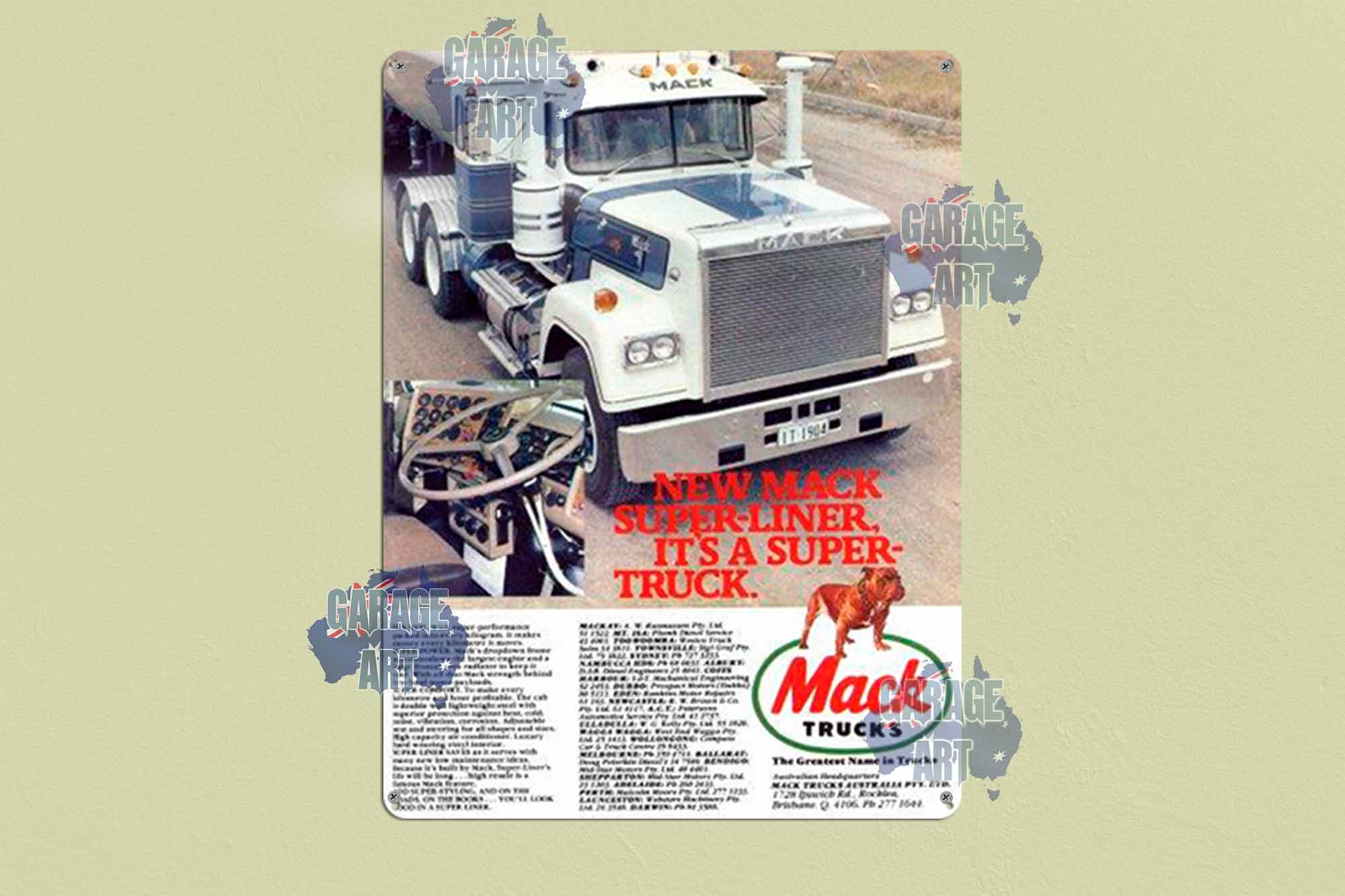 Mack Trucks Super-liner Tin Sign freeshipping - garageartaustralia