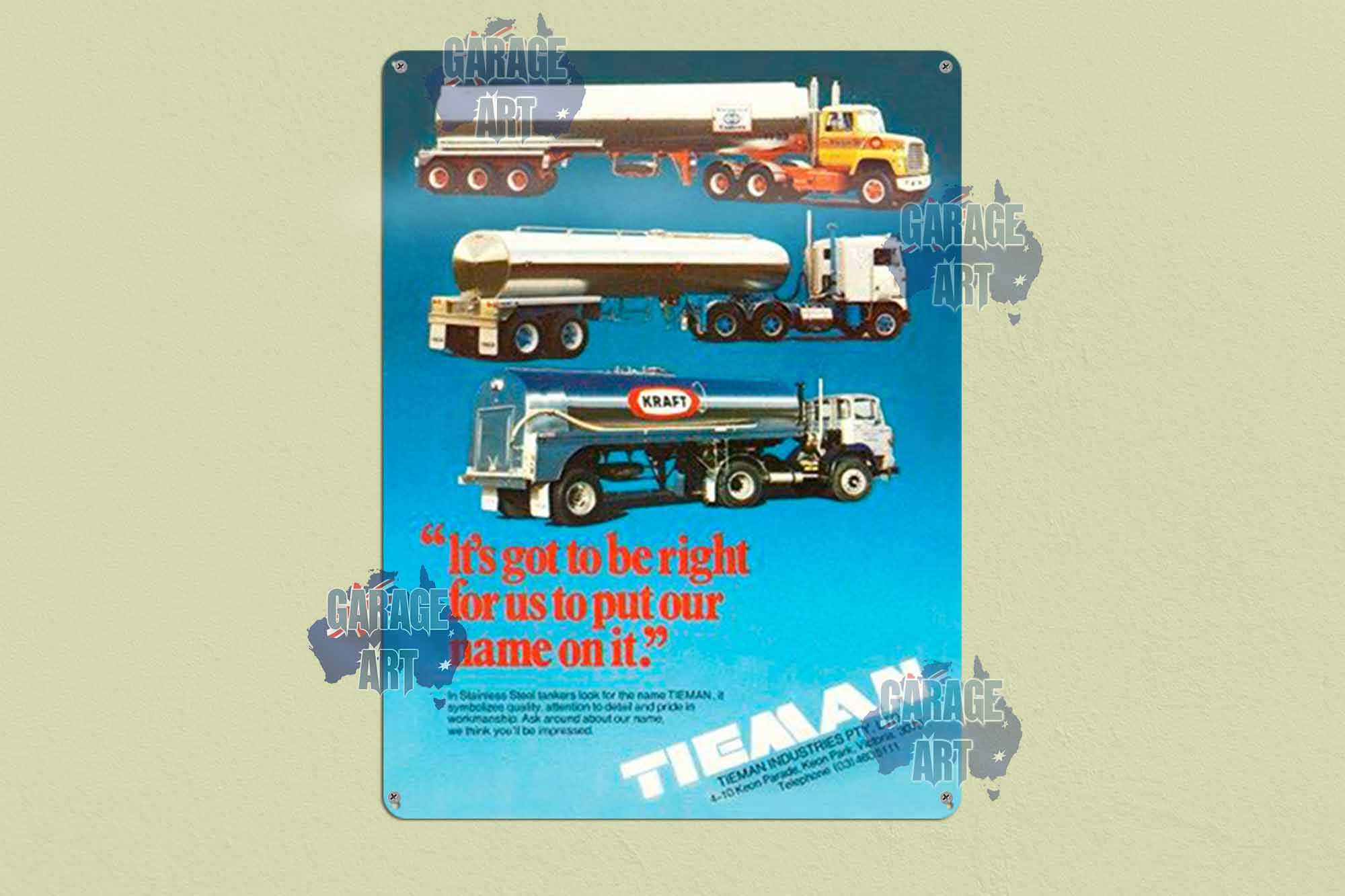 Tieman Truck Trailers for the right Trailer Tin Sign freeshipping - garageartaustralia