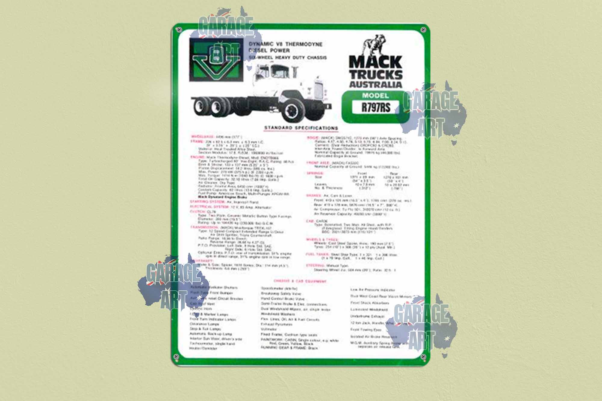 Mack Truck Model R797RS Tin Sign freeshipping - garageartaustralia