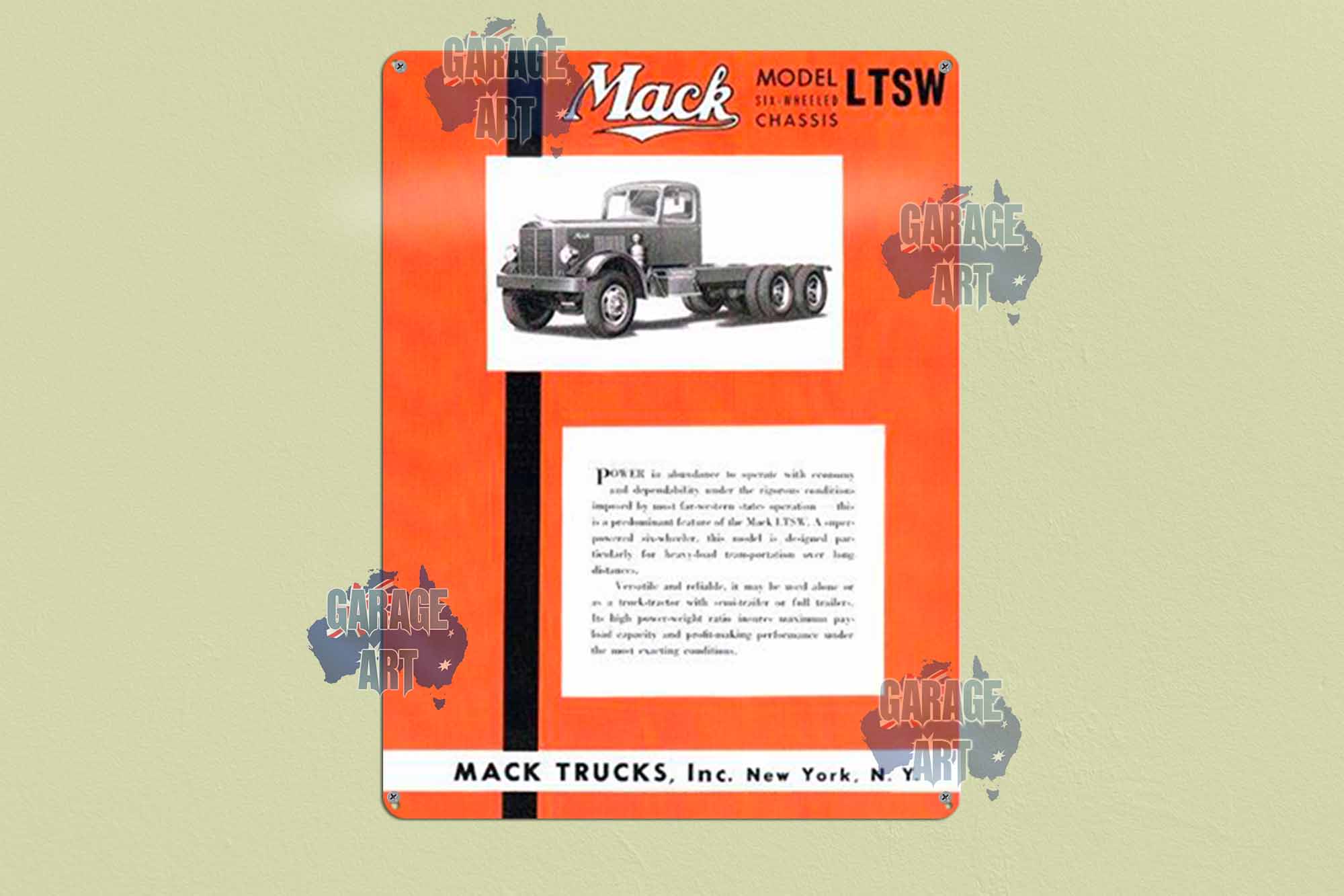 Mack Trucks LTSW Model Tin Sign freeshipping - garageartaustralia
