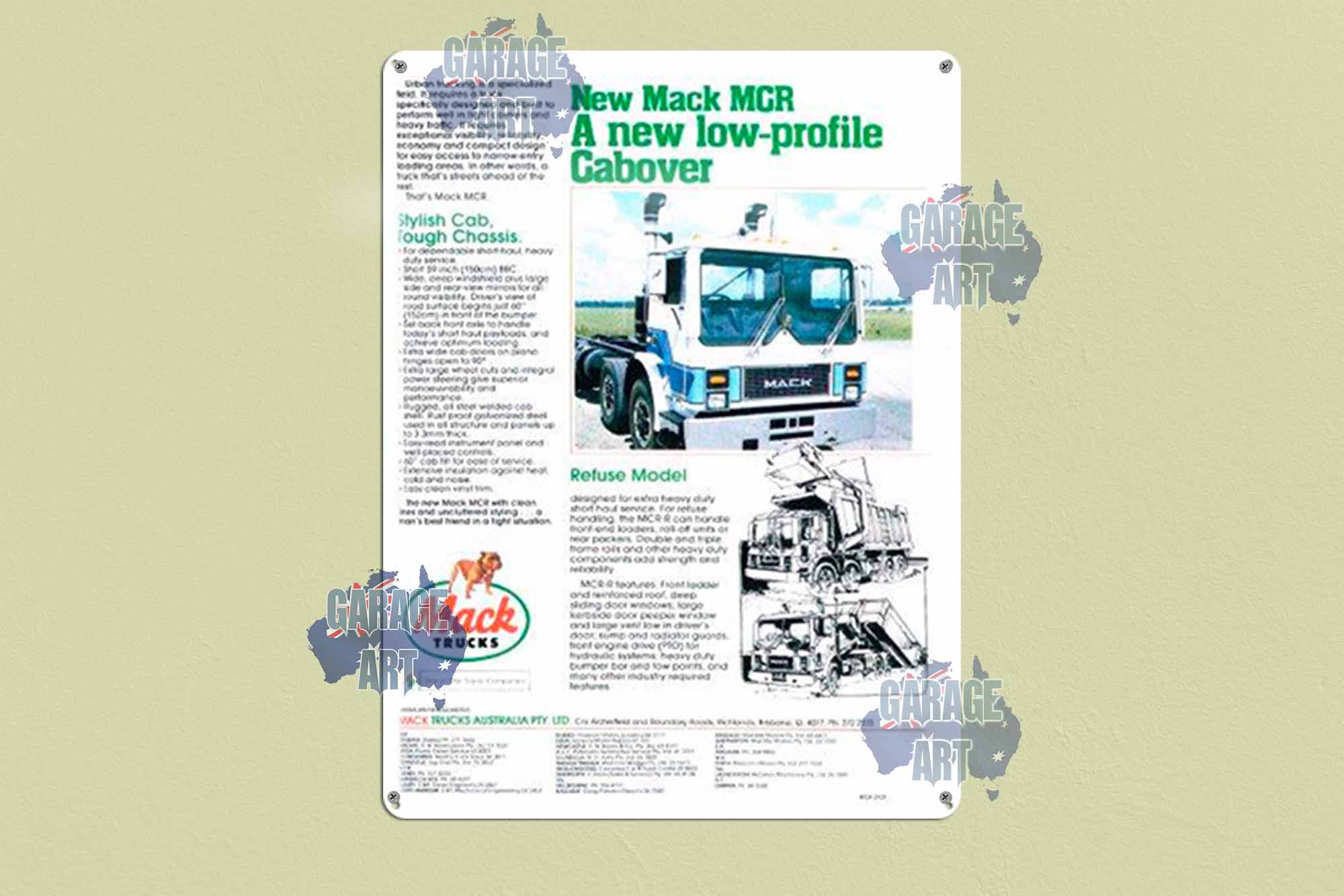 Mack Truck MCR Low Profile Cabover Tin Sign freeshipping - garageartaustralia