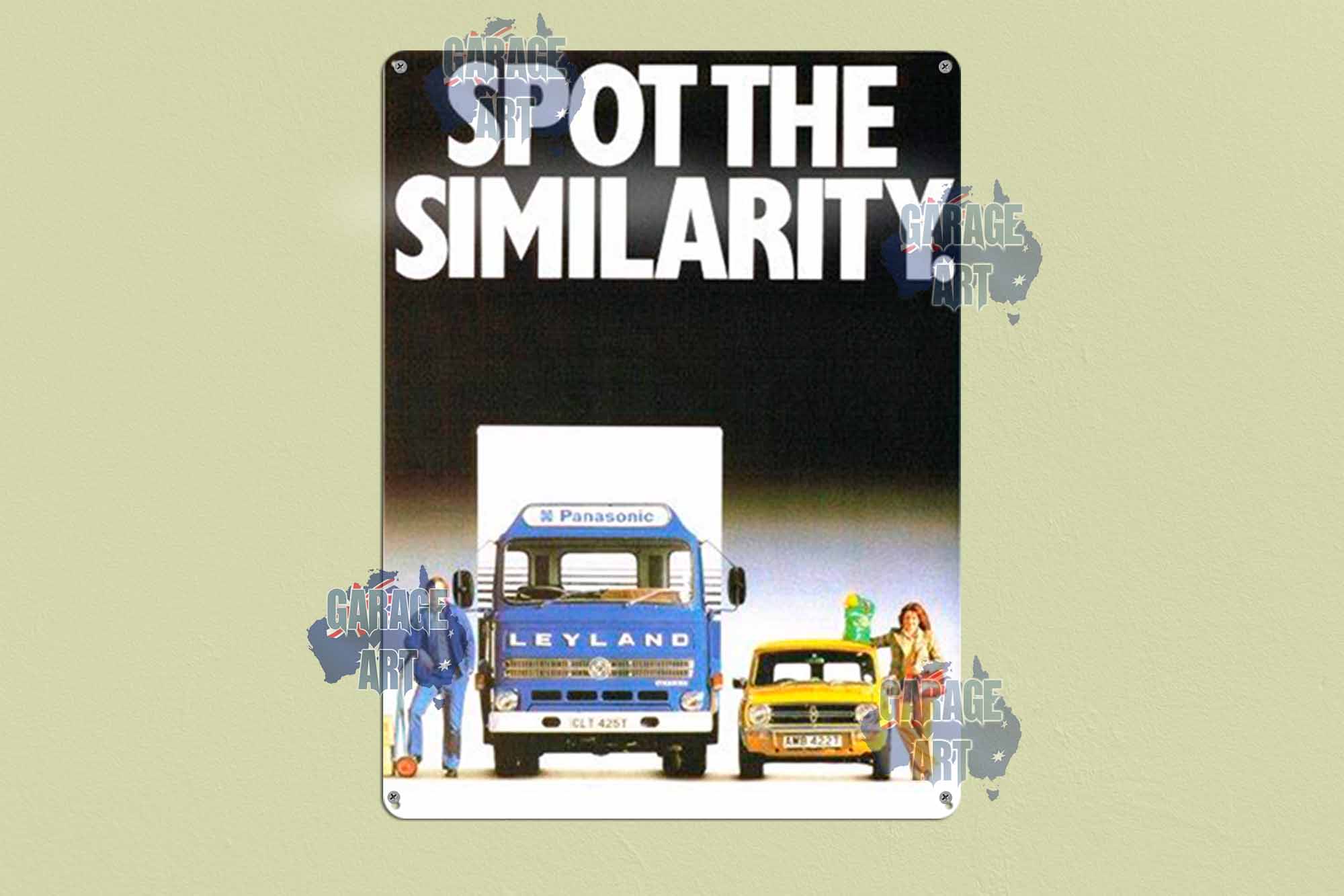Leyland Truck and Mini Spot The Similarity Tin Sign freeshipping - garageartaustralia
