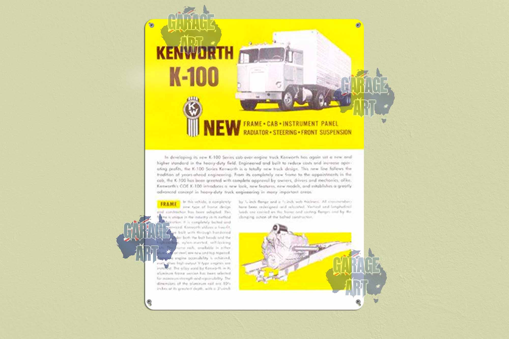 Kenworth K 100 Trucks Tin Sign freeshipping - garageartaustralia