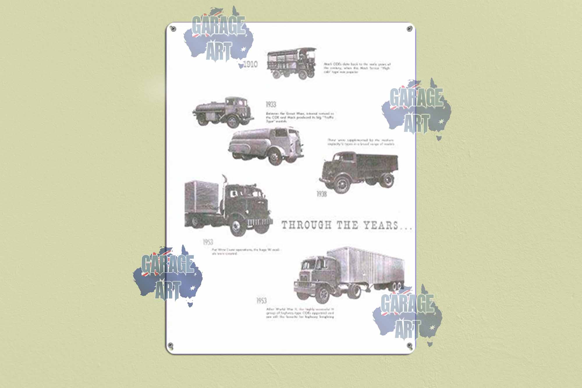 Cab Over Trucks Through the Years Tin Sign freeshipping - garageartaustralia