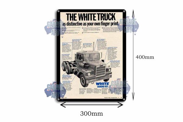 The White Truck is distinctive Tin Sign freeshipping - garageartaustralia