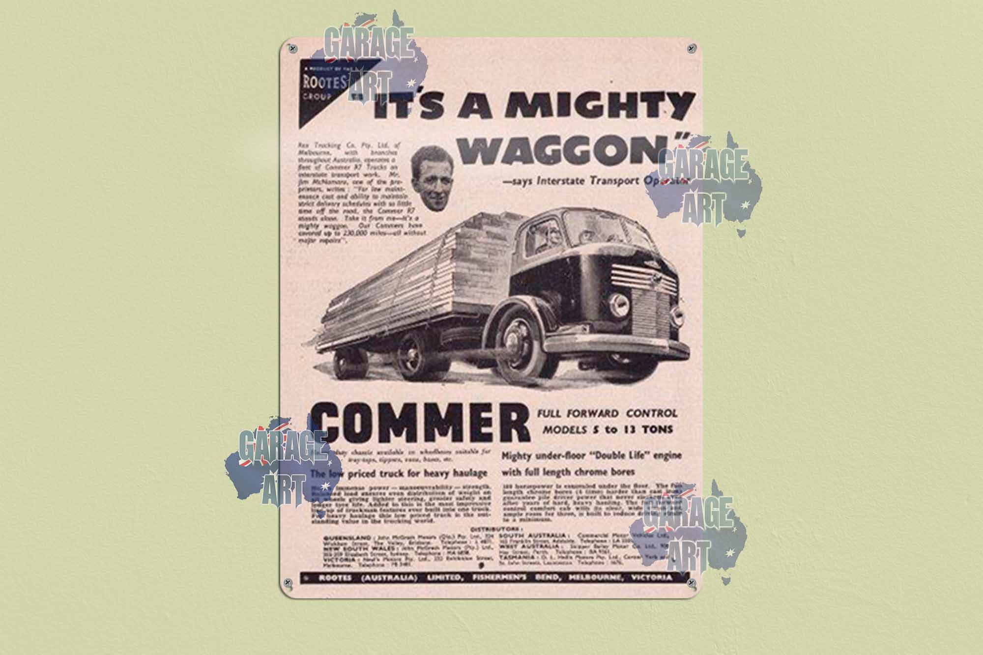 Commer Trucks are Mighty Tin Sign freeshipping - garageartaustralia