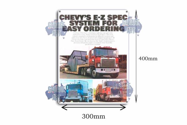 Chevrolet Trucks EZ Spec Tin Sign freeshipping - garageartaustralia
