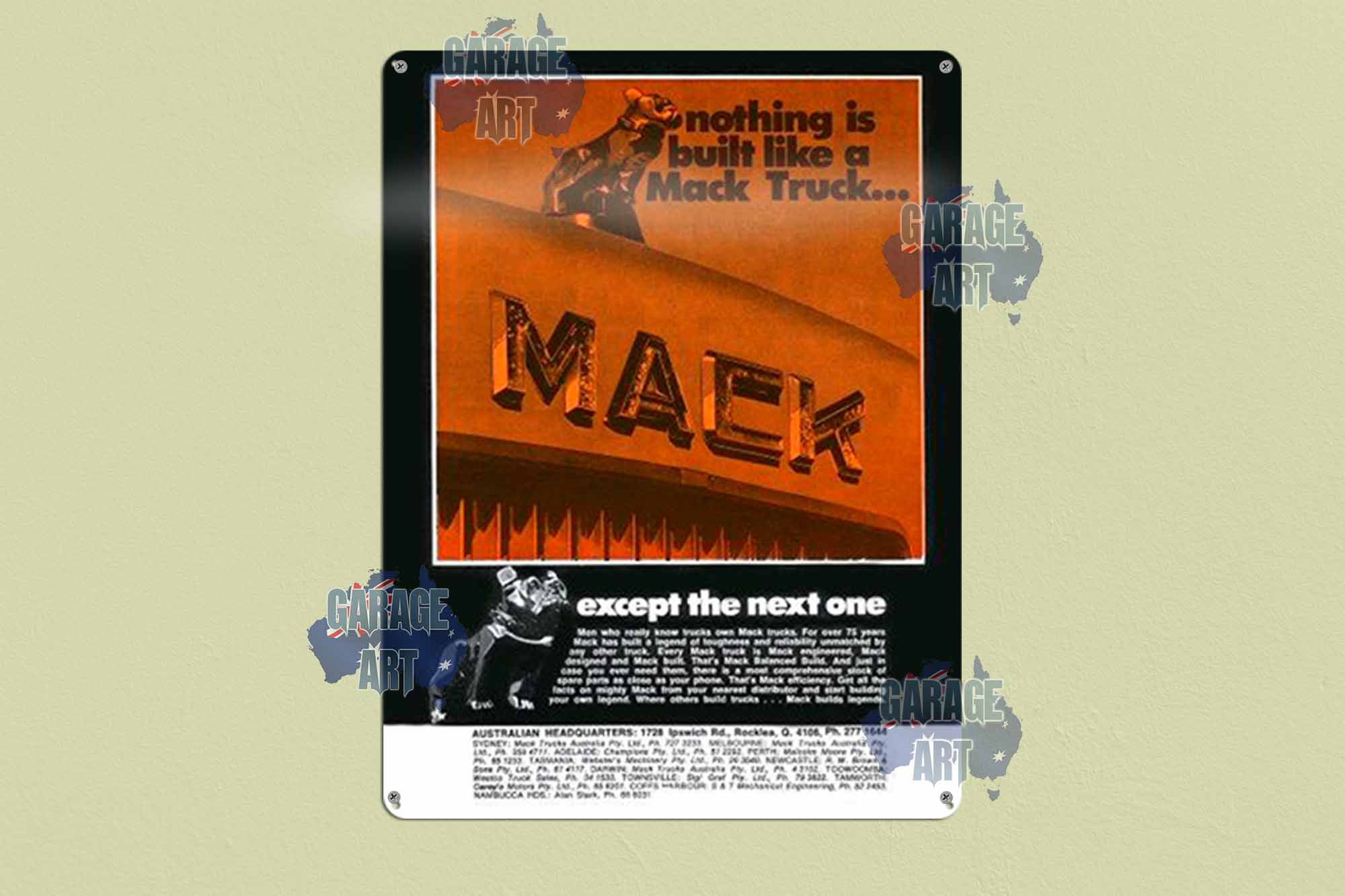 Mack Trucks Built Like no Other Truck Tin Sign freeshipping - garageartaustralia