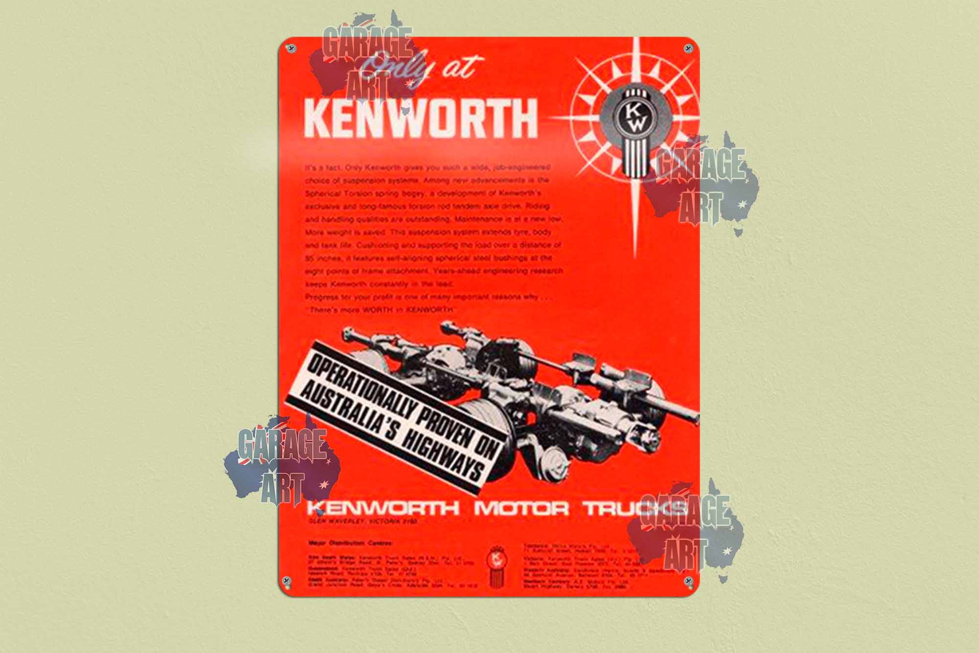 Only at Kenworth Motor Trucks Tin Sign freeshipping - garageartaustralia
