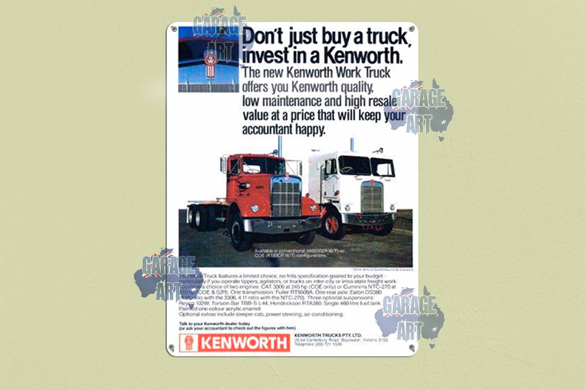 Kenworth Trucks What an Investment Tin Sign freeshipping - garageartaustralia