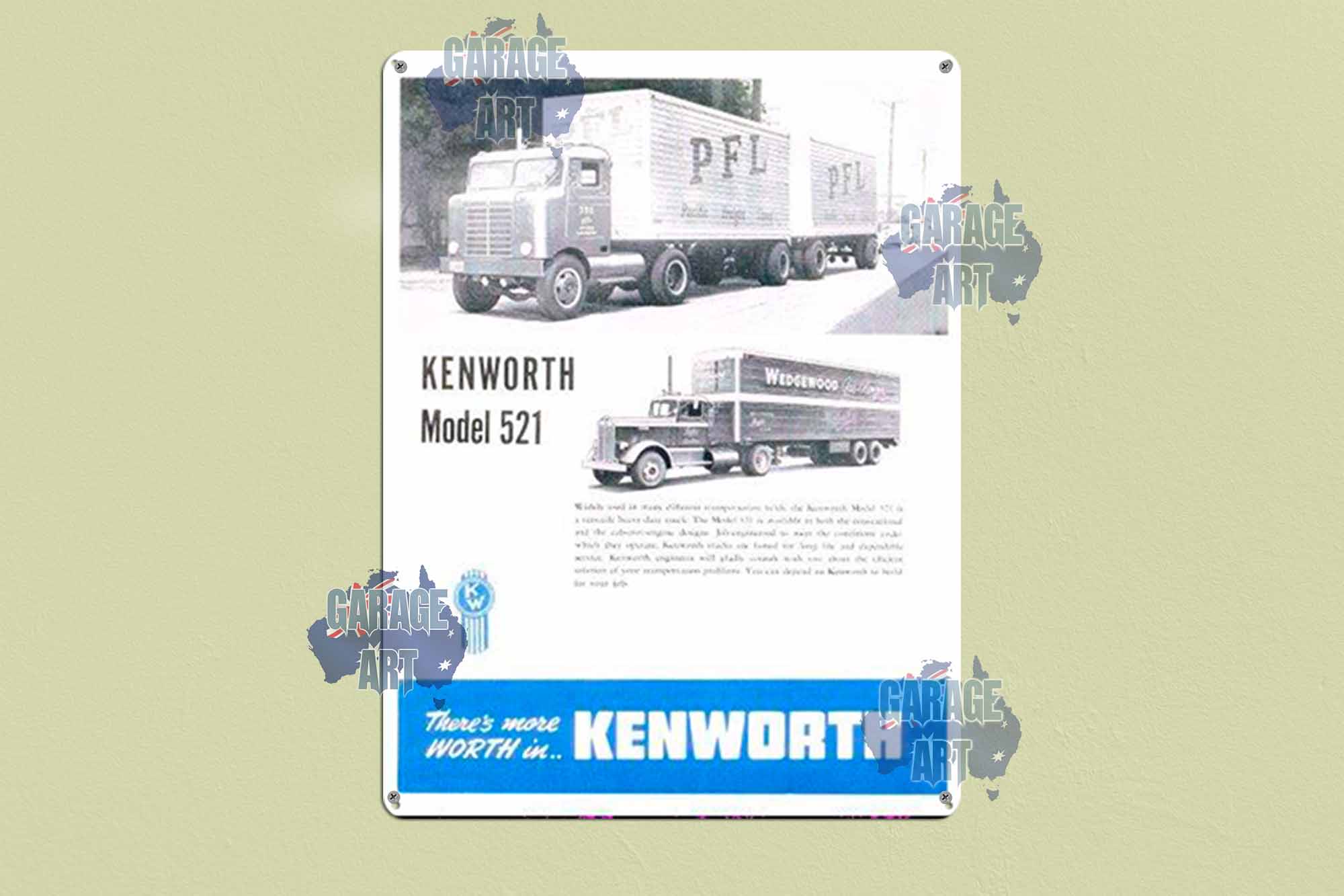Kenworth Trucks Model 521 Tin Sign freeshipping - garageartaustralia
