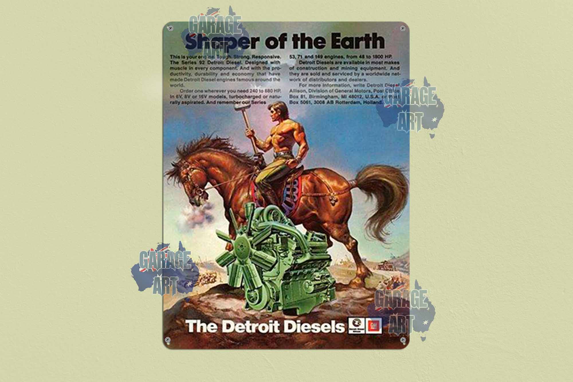 Detroit Diesels Engines Shape The Earth Tin Sign freeshipping - garageartaustralia