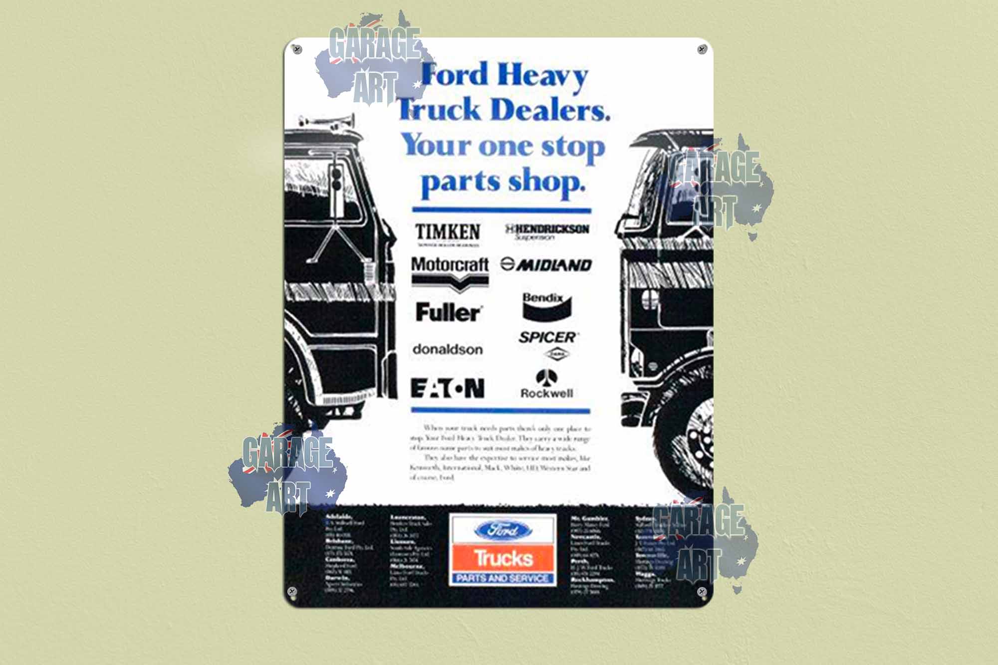 Ford Heavy Truck Parts Tin Sign freeshipping - garageartaustralia