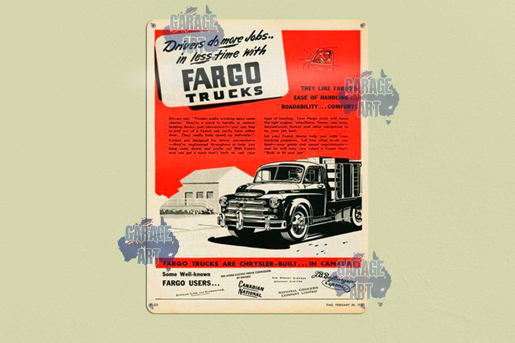 Fargo Trucks Does More Jobs Tin Sign freeshipping - garageartaustralia