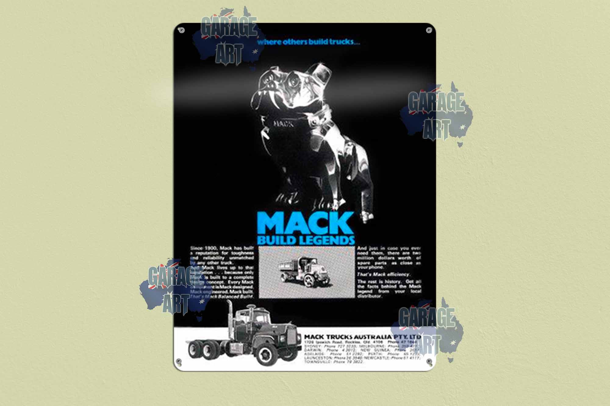 Mack Trucks Build Australian Legends Tin Sign freeshipping - garageartaustralia