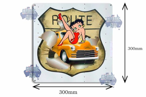 Betty Boop route 66 300mmx300mm Tin Sign freeshipping - garageartaustralia