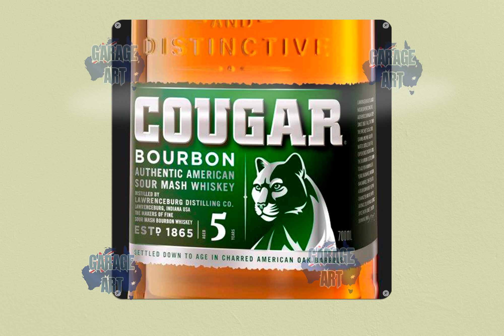 Cougar Bourbon 300mmx300mm Tin Sign freeshipping - garageartaustralia