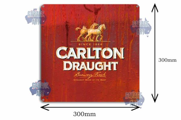 Carlton Draught Stressed 300mmx300mm Tin Sign freeshipping - garageartaustralia