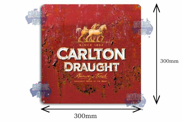 Carlton Draught Rusty 300mmx300mm Tin Sign freeshipping - garageartaustralia