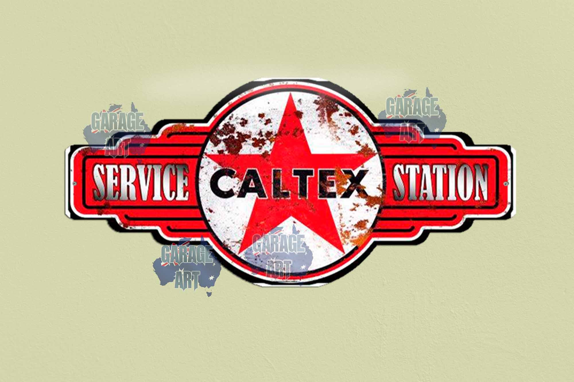 Caltex Station Logo Rusty Tin Sign freeshipping - garageartaustralia
