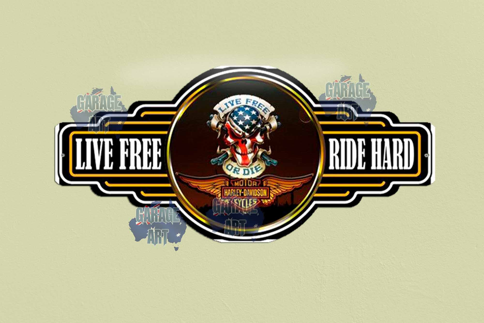 Harley Davidson Live Free or Die Tin Sign freeshipping - garageartaustralia