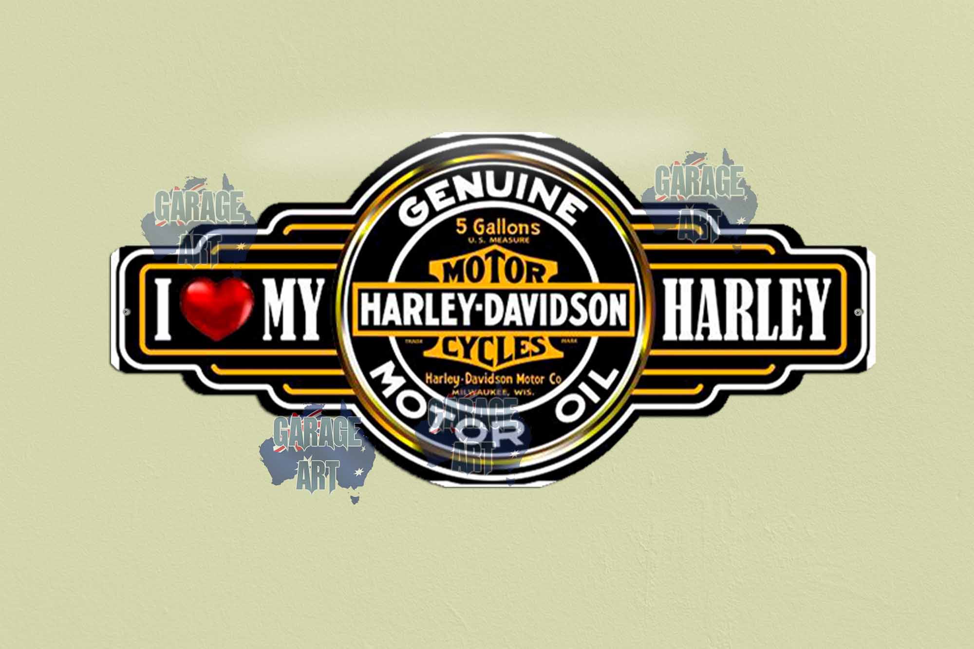 I Love My Harley Tin Sign freeshipping - garageartaustralia